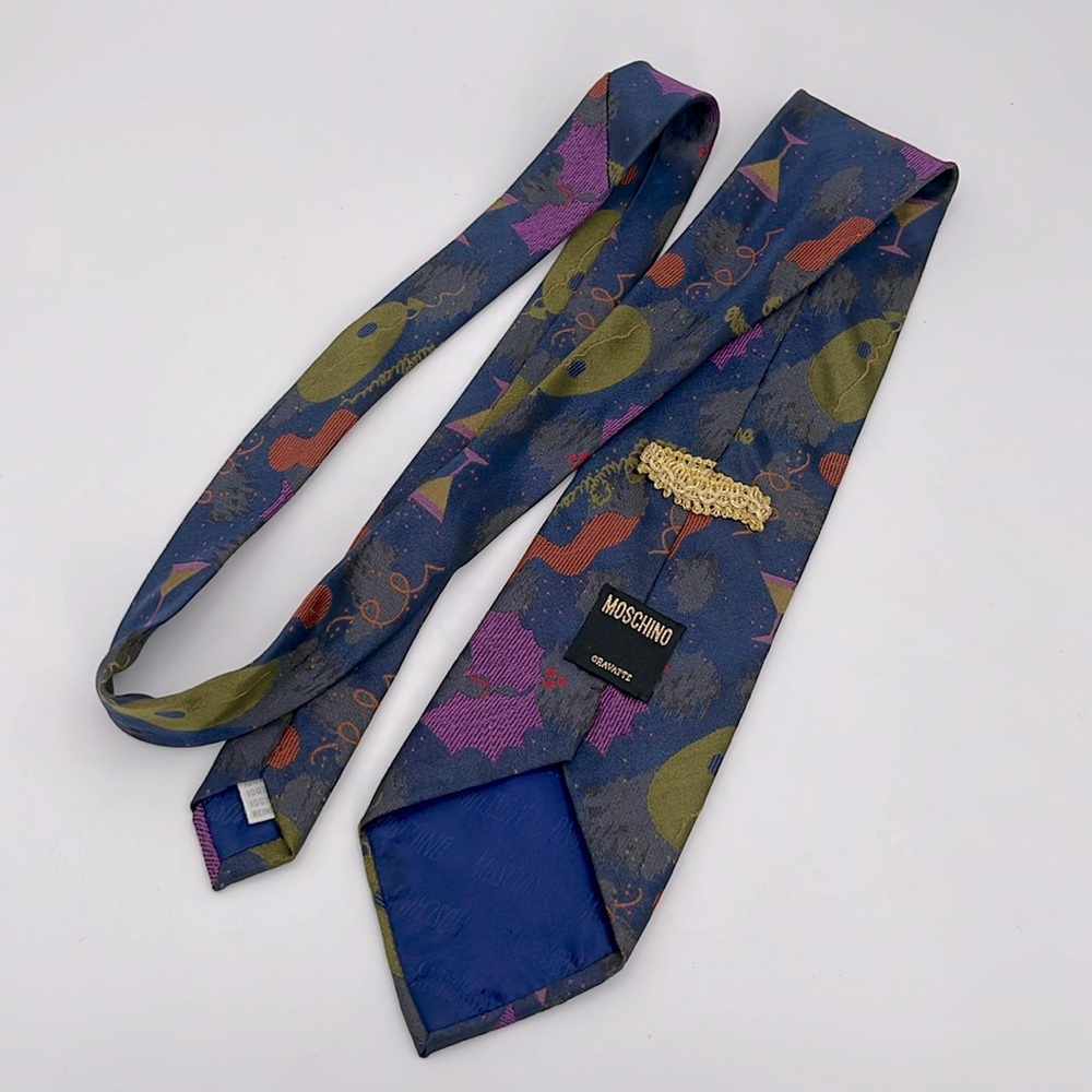 Moschino - Men’s Rare Vintage Neck tie 100% Silk Martini‎ print made in Italy